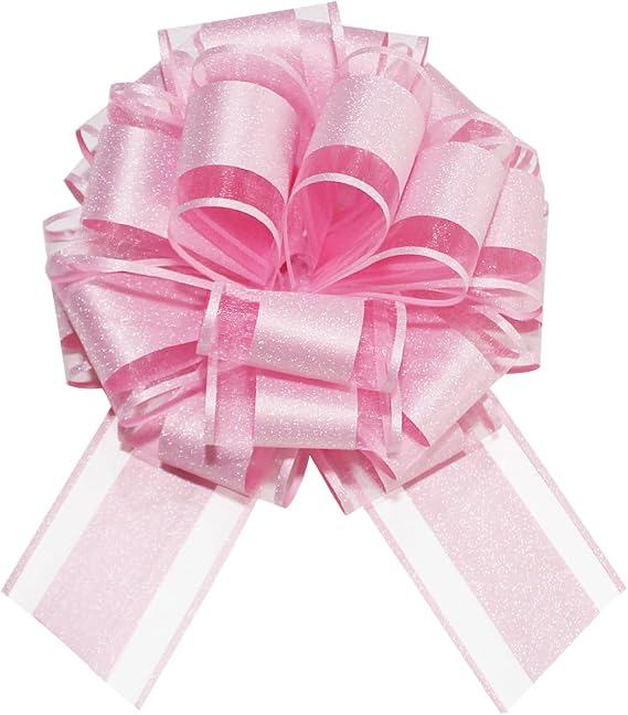 LHMTFCYY 12 Inch Clitter Big Gift Bow,1PC Large Pink Bow,Giant Bow for Bike,Dining Tables,Parties,Birthdays,Christmas,Valentine's Day,Easter,and other Festivals and Gift Decorations (Clitter Pink)