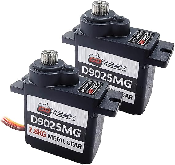 GOTECK 2PCS D9025MG 9g Mini Servo, Micro Full Metal Gear Digital Servo,with Metal Horn for RC Car Model Boat Fixed-Wing Helicopter Airplane Robot Toy