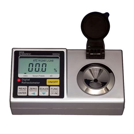 Sper Scientific 300036 Lab Digital Refractometer - Clinical - Urine Specific Gravity, Serum Protein, Refractive Index, Temperature]