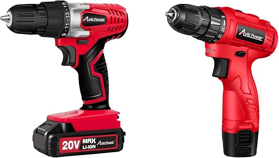 AVID POWER 20V MAX Lithium lon Cordless Drill Set, 16 Position Power Drill Kit bundle with 12V Cordless Drill, High-Speed 1400 RPM & 25+1 Torque Control, Electric Power Drill Kit with 21pcs Bits