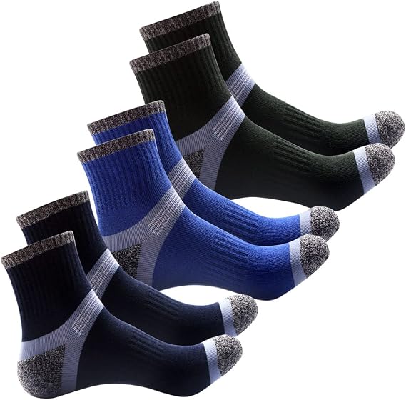 Spencer 3 Pairs Men's Athletic Running Socks Performance Cushion Cotton Athletic Crew Socks for Men Size 9-12