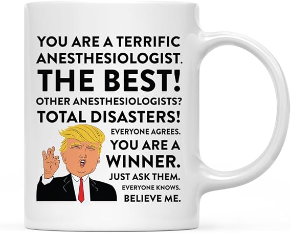Andaz Press 11oz Funny President Trump Coffee Mug, Anesthesiologist, 1-Pack, Includes Gift Box, Christmas Birthday Graduation Novelty Drinking Cup Gift Idea