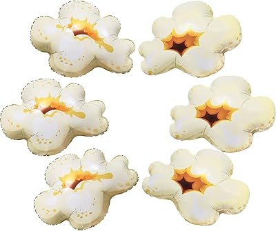 6pcs Cartoon Big Popcorn Balloons Movie Popcorn Foil Balloons for Popcorn Movie Birthday Party Decoration Movie Night Themed Party Christmas Carnival Party Slumber Party Kid Food Theme Party