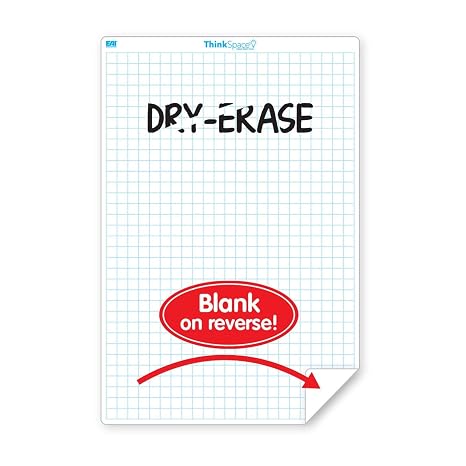 EAI Education ThinkSpace Double-Sided Dry-Erase Poster Board Sheets: 1" Grid, 23" x 36" - 25 Sheets