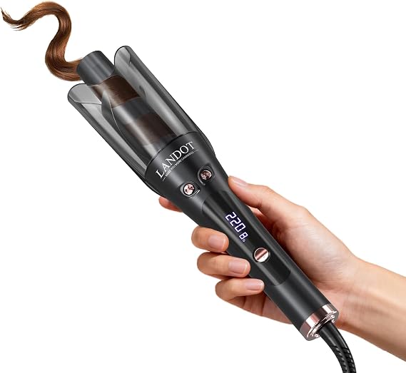 LANDOT Automatic Rotating Curling Iron 1 Inch, Auto Hair Curler for Women