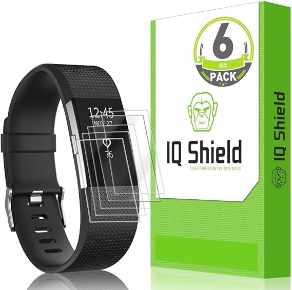 IQShield 6 Pack Screen Protector for Fitbit Charge 2, Easy Install, Ultra Thin, Smudge Resistant, Anti-Scratch, Anti-Bubble, Clear TPU Film