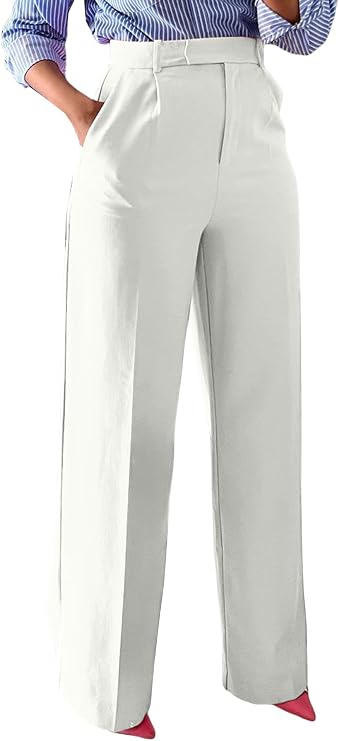 LKOUS Women's High Waisted Straight Wide Leg Stretchy Work Pants