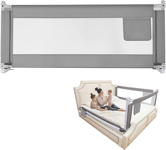 Bed Rail for Toddlers, Baby Bed Guard Rail with Double Child Lock, Safety Bedrail for Children Kids, Infants Height Adjustment Guardrail for Queen Size Bed (1.8m)