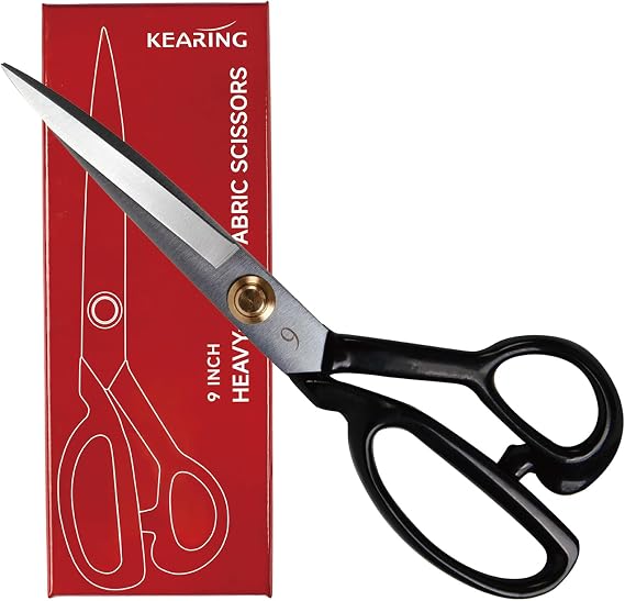 9 Inch Heavy Duty Fabric Scissors for Sewing - 0.47 lb Right-Handed | Professional Tailor Shears for Precision Cutting of Leather, Denim, and Multi-Layer Fabrics for Dressmaking, Sewing, Quilting