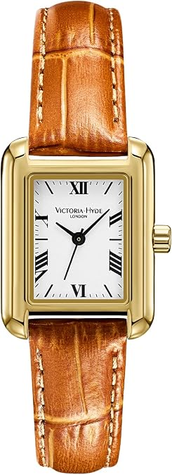 VICTORIA HYDE Brown Squace Womens Leather Watch