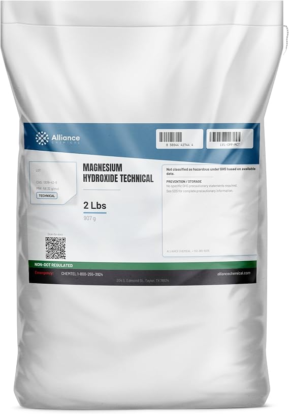 Alliance Chemical Magnesium Hydroxide Technical Grade - 2 lb Canister - Wastewater Treatment, Fire Retardant & Industrial pH Control