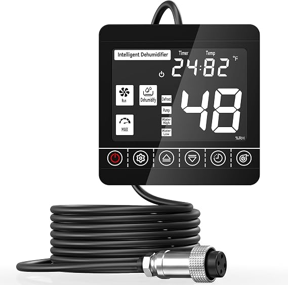 Aiusevo Crawl Space Dehumidifier Remote Controller fits models AS600,AS610, 32.8ft Cable, Digital Humidity, Temperature, Timer, Adapt Humidity Level for Basement Commercial Dehumidifier