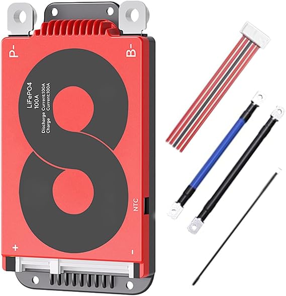 BMS, 4S 12V LifePO4 BMS, 100A LifePO4 Battery Management System Protection Board with Balance Wire and Temperature Sensor