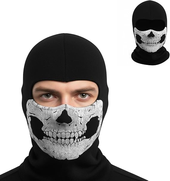 Creepy Skull Balaclava Tactical Hood Mask Ghost Skeleton Anti-UV Bandana Scarf Motorcycle Cycling Black
