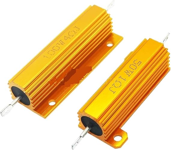 Gold Aluminum Housed Resistors 1pc 50W 100W Aluminum Power Metal Shell Case Wirewound Resistor 0.01~100K 0.05 0.1 0.5 1 2 6 8 10 20 200 500 1K 10K ohm Resistance(100W-4.7K)