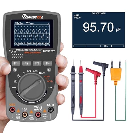 Upgraded MDS8207 Intelligent 2 in 1 Digital 40MHz 200Msps/S Oscilloscope 6000 Counts True RMS Multimeter