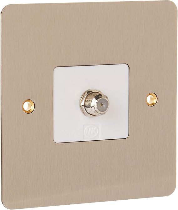 MK Edge K14325LBSW Single F-Type Satellite Socket Lacquered - Brushed Steel