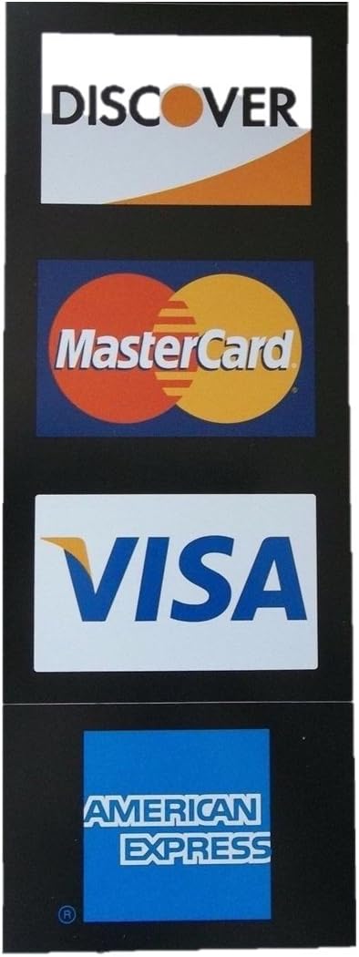 3 Visa/MC/Amex/Discover Credit Card Decals