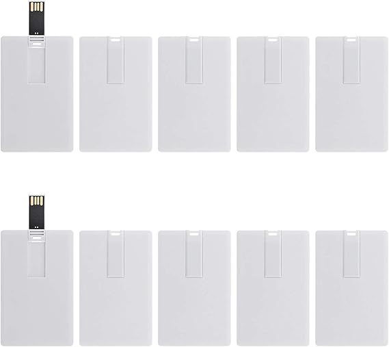 Credit Card USB Flash Drive 128MB 10 Pack Business Card Bank Card Shape Flash Drive Memory Stick Key Credit USB Drive White