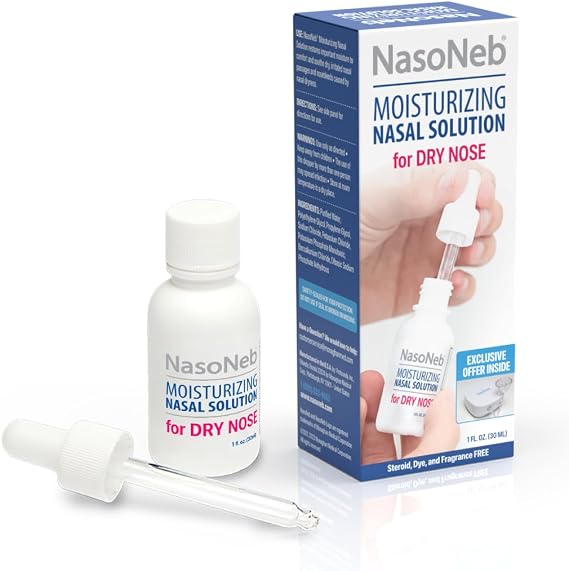 NASONEB Saline Nasal Spray for Dry Nose & Sinus Congestion Relief Steroid-Free Moisturizing Nasal Spray, Non-Habit Forming Saline Solution, Soothes Irritated Nasal Passages, 1 fl oz (30mL)