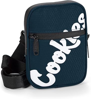 COOKIES Honeycomb Utility BagSmell Proof Nylon Crossbody Small Bag with Removable Strap, 5 Zippered Compartments, Streetwear