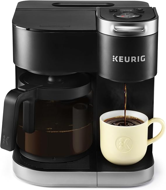 Keurig K-Duo Single Serve K-Cup Pod & Carafe Coffee Maker, with Multiple Brew Sizes, 60oz Removable Reservoir, Programmable Auto Brew Carafe, Black