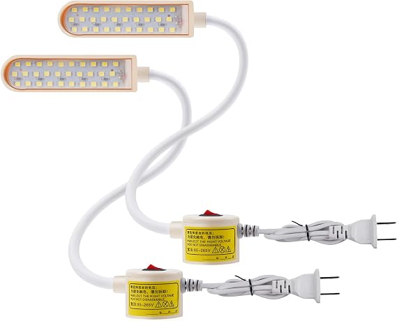 Bonlux Sewing Machine Light, 30 LEDs Flexible Gooseneck Work Light with Magnetic Mounting Base, 6W Portable Work Lamp for Workbench Lathe Drill Presses, Daylight 6000K (2-Pack)