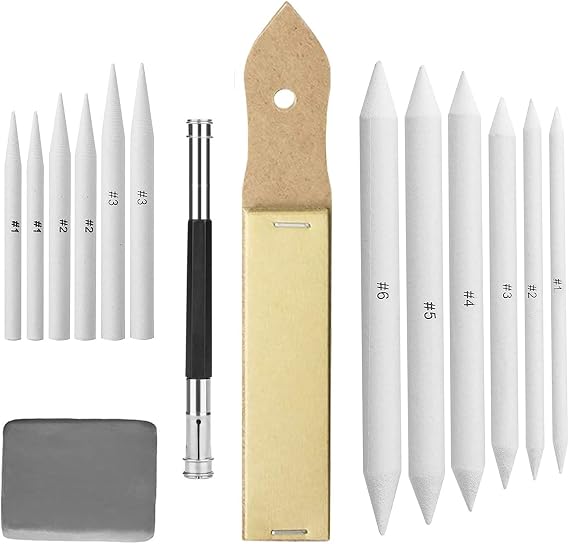 Heshengping - Blending Stump, 15 Pack has Art Eraser Extender Sandpaper, Paper Blending Stumps for Drawing Shading Pencils for Sketching, Blending Pencil, Blending Sticks for Student Artist