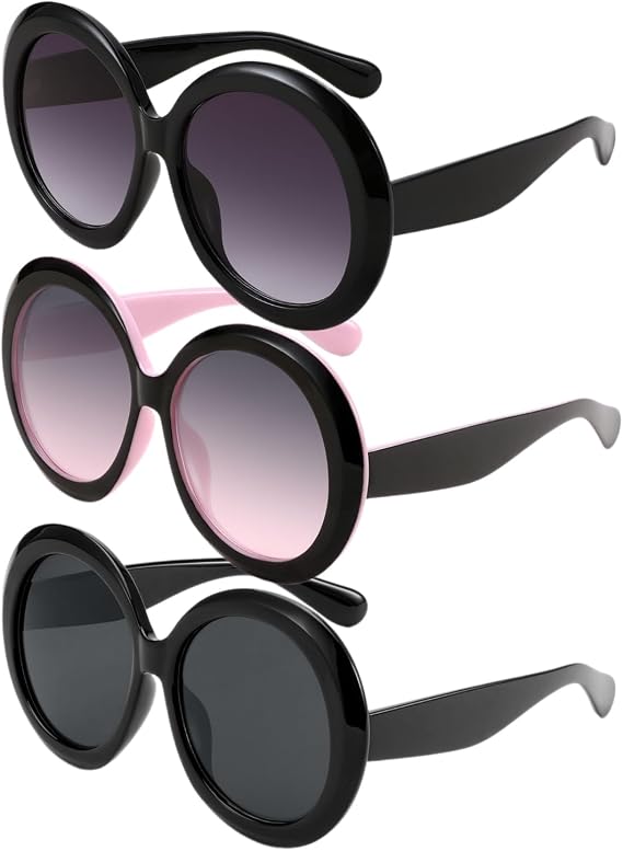 Karsaer Retro Oversized Round Sunglasses Women & Men, 70s 80s Fashion Trendy Big Shades K7155