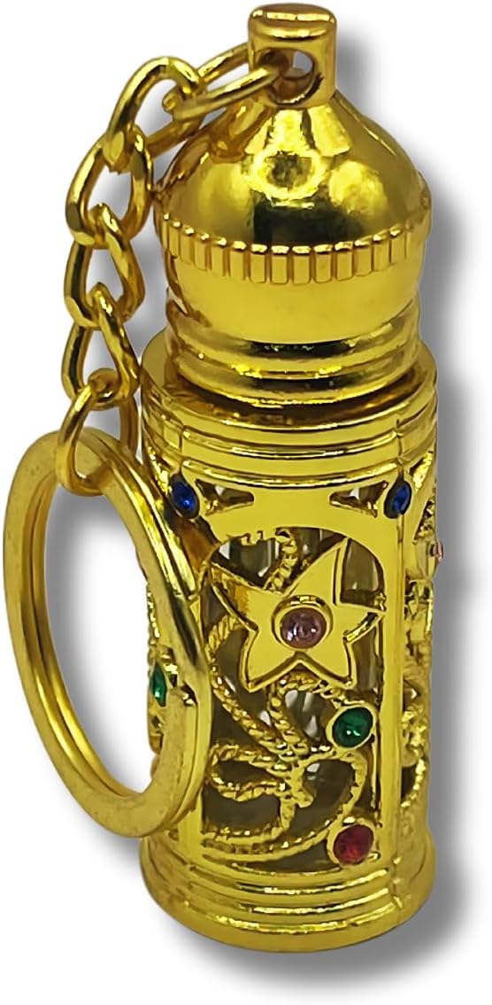 3ml Refillable Glass Anointing Oil Keychain Portable Essential Oils and Travel Size Container with Applicator for Anointing Oil, Church Gifts (Gold)