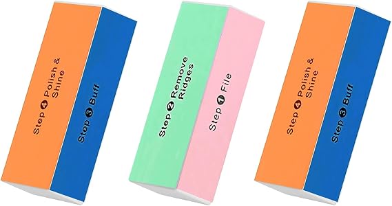 Soft 'N Style 4 Way Shiny Block / 4 Step Buffing Block Shine Nail Buffer 3 pcs