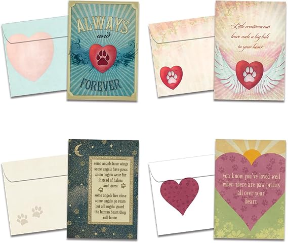 Tree-Free Greetings - Loss of Pet Sympathy Cards - Artful Designs - 16 Assorted Cards + Matching Envelopes - Made in USA - 100% Recycled Paper - 5"x7" - Pet Sympathy (GP54063)