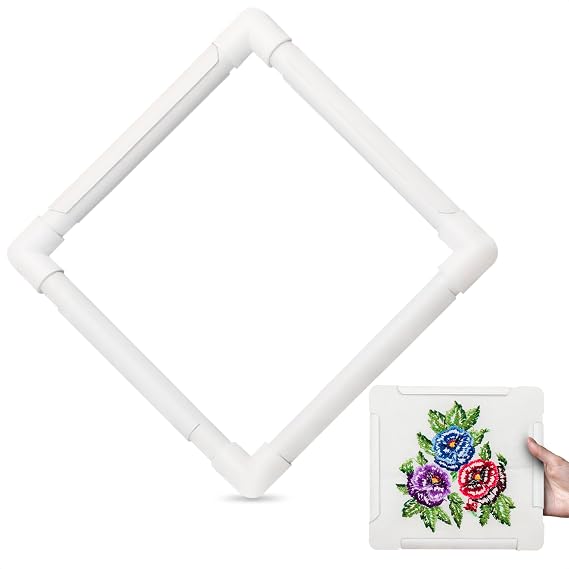 Plastic Cross Stitch Frame, Square Snap Embroidery Hoop for Quilting