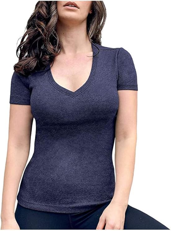 Sams Club Members Mark Womens S/S V-Neck Classic Ribbed Tee, Lunar Eclipse (Medium)
