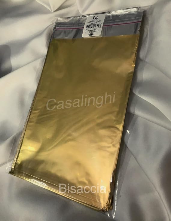 Bisaccia 100 Adet Gold Metalize Hediye Poşeti 15x25 cm - Kendinden Yapışkanlı Bantlı Ambalaj Poşeti