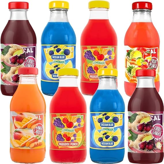 Tropical Random Mixed Sorrel + Ginger, Lemonade Paradiise Punch, Lemonade Ocean Blue, Exotiic Carrot, Fruit Punch & Sours Cheeky Cherry Soft Drink 300ml - Trl Vib(12 x Bottle)