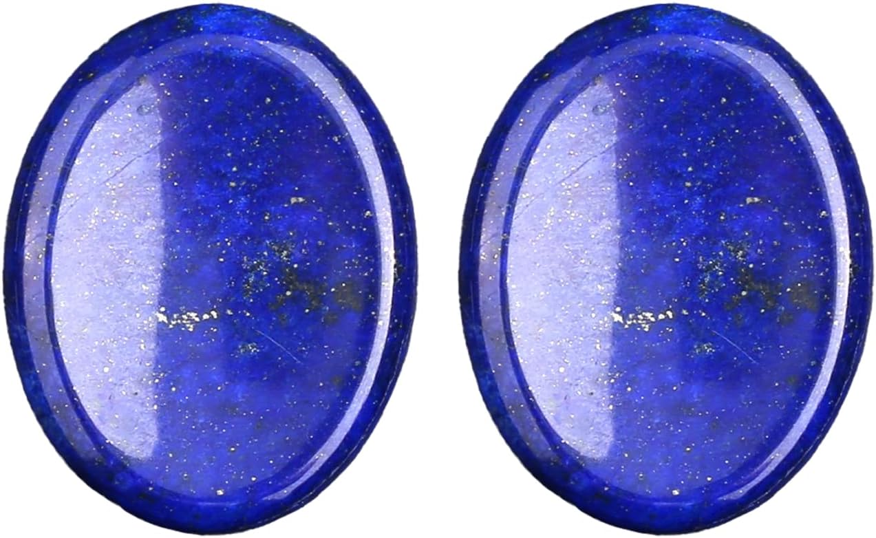 2 PCS Lapis Lazuli Thumb Worry Stone for Anxiety,Oval Shaped Healing Crystals Hand Carved Natural Gemstone Pocket Stones for Stress Reiki Palm Stone Therapy Worry Stones for Kids