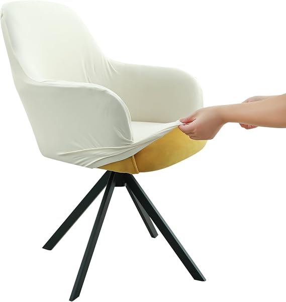 Iauddy Swivel Armchair Accent Dining Chair Cover for Office, Stretch Mid-Back Office Desk Chair Sliopcover Leisure Arm Chair Protector with arms for Living Room
