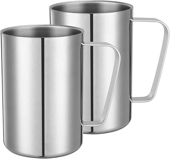 Set of 2 304 Stainless Steel Double-Wall Coffee Mug, 500 ml