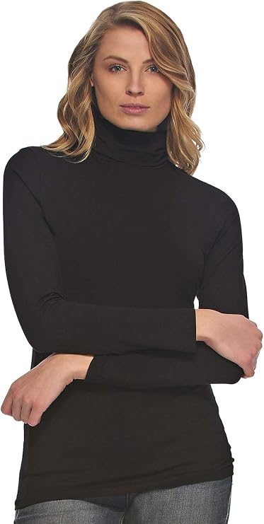 Felina Womens Long Sleeve Cotton Modal Turtleneck Top, Breathable Lightweight Layering Essential, Fitted Turtleneck Sweater