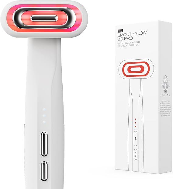 SMOOTHGLOW 9-in-1 Cordless at-Home Radiant Renewal Facial Wand | Face and Neck LED Light Therapy Skin Care | Anti-Aging Wrinkle Reduction, Promotes Cell Renewal | 9 LED Lights (White)