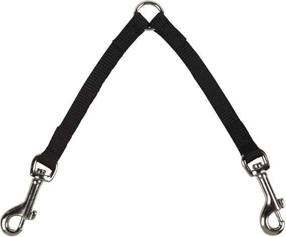 Guardian Gear Nylon 2-Way Small Dog Coupler with Nickel-Plated Swivel Clip, 4", Black