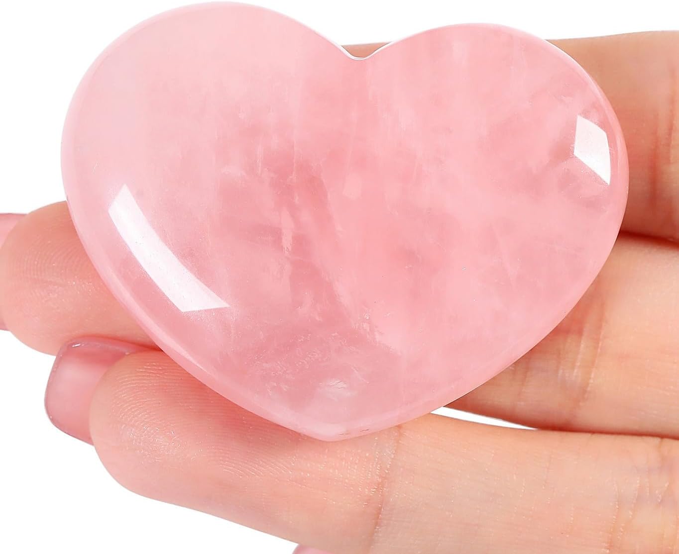45 mm Rose Quartz Crystals Heart Healing Crystals Natural Love Hearts Gemstones Pink Gifts Valentines Day Gifts for Her Love Gifts for Her Anxiety Relief for Adults