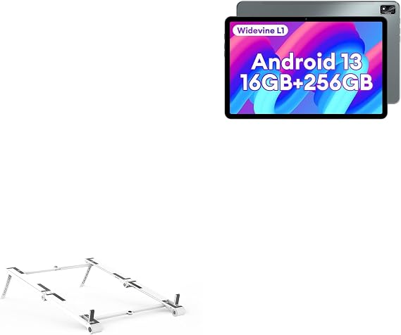 BoxWave Stand and Mount Compatible with Headwolf HPad2 Pro - Pocket Aluminum Stand 3-in-1, Portable Multi Angle Viewing Riser - Metallic Silver