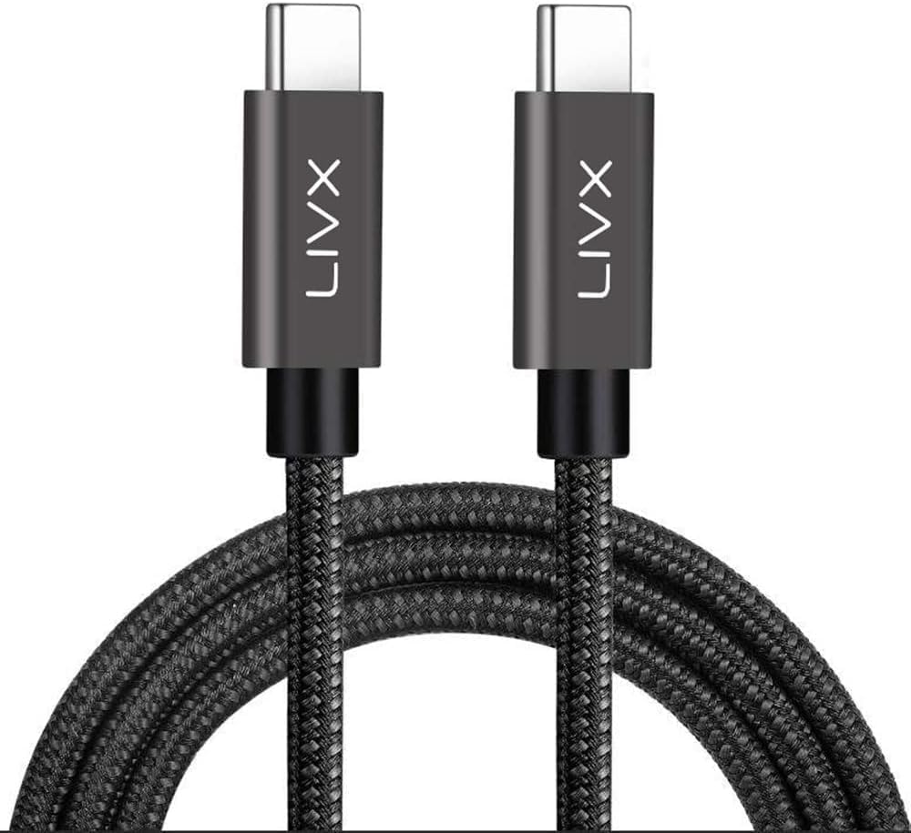 LivX Force 100W Type-C to Type-C 50 cm USB 3.1 Gen2 10 Gbps 4k@60hz Fast Charging Data and Image Transfer Cable Braided