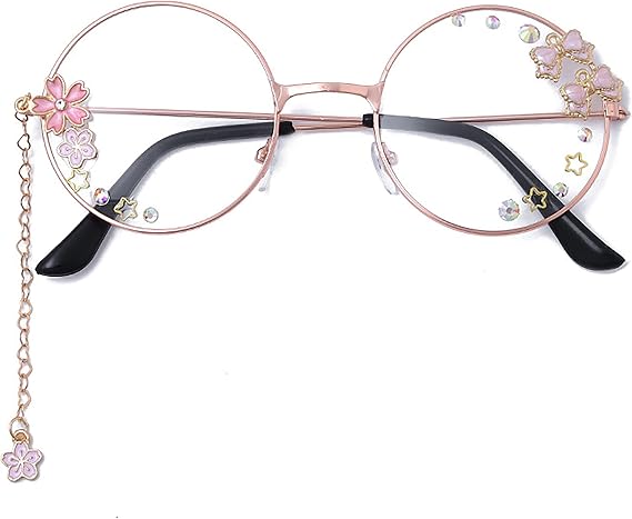 Kawaii Glasses With Chain Adult Cosplay Accessories Sakura Flower For Cosplayer Party