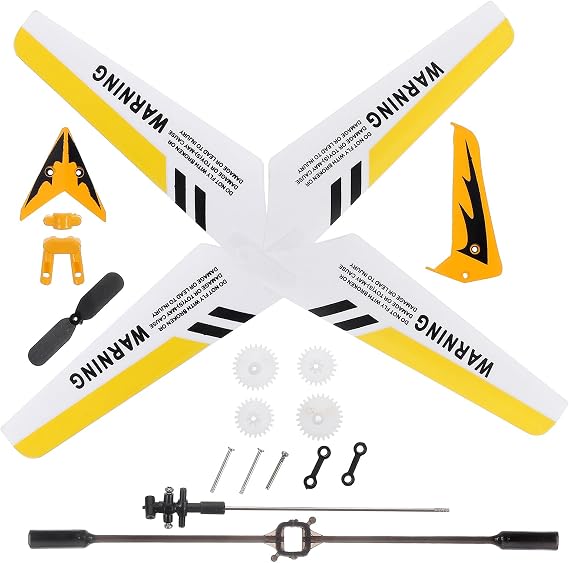 Alasum 2PCS Replacement Parts Set for S107/S107G Rc Helicopter - Blades, Tail Decorations, Balance Bar, Connect Buckle, Inner Shaft - Yellow