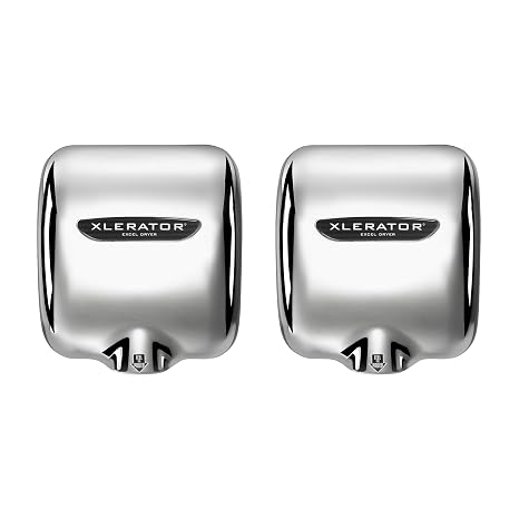 XLERATOR XL-SB 1.1N High Speed Commercial Hand Dryer, Brushed Stainless Cover, Excel Dryer, Automatic Sensor, Surface Mounted, Noise Reduction Nozzle, LEED Credits 12.2 Amps 110/120V (2 Pack)
