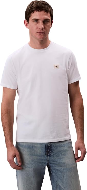 Calvin Klein Jeans Bisiklet Yaka Kısa Kol Klasik Fit T-Shirt Beyaz, LV04RC272GYAF