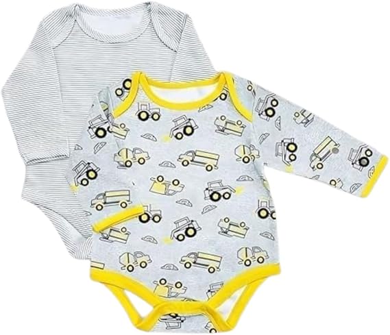 Baby Bright Baby Boy Clothes 2-Pack Long Sleeve Bodysuits 0-3 Months